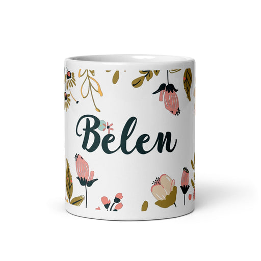 Belén Exclusive Name Art Piece Home Office Work Coffee Mug Mexican Spanish Pride Gift Cup One-Of-A-Kind Calligraphy White Glossy Mug | B19 Mexicada