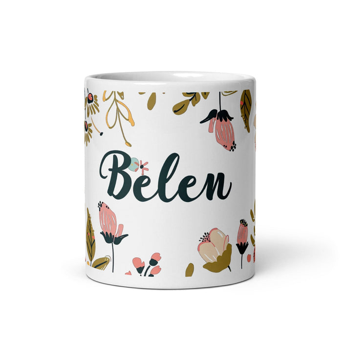 Belén Exclusive Name Art Piece Home Office Work Coffee Mug Mexican Spanish Pride Gift Cup One-Of-A-Kind Calligraphy White Glossy Mug | B19 Mexicada