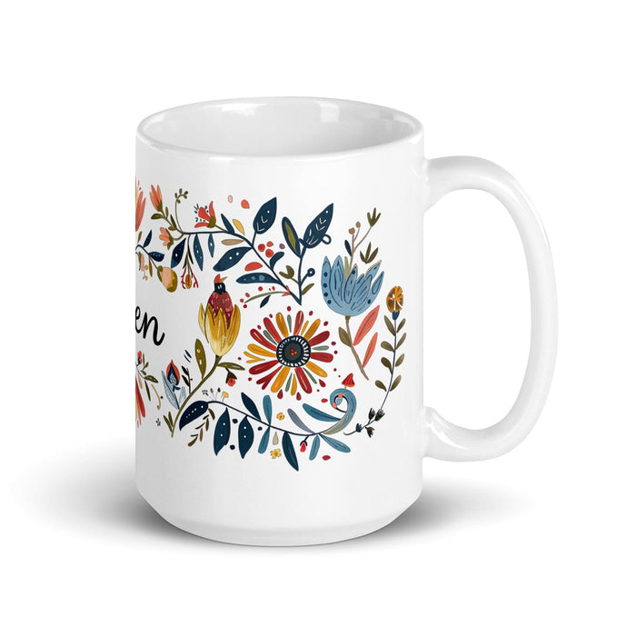 Belén Exclusive Name Art Piece Home Office Work Coffee Mug Mexican Spanish Pride Gift Cup One-Of-A-Kind Calligraphy White Glossy Mug | B2 Mexicada 15 oz