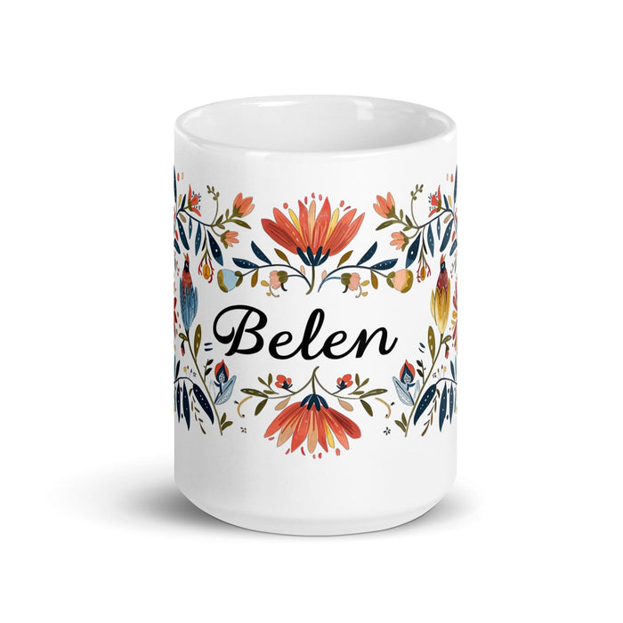 Belén Exclusive Name Art Piece Home Office Work Coffee Mug Mexican Spanish Pride Gift Cup One-Of-A-Kind Calligraphy White Glossy Mug | B2 Mexicada