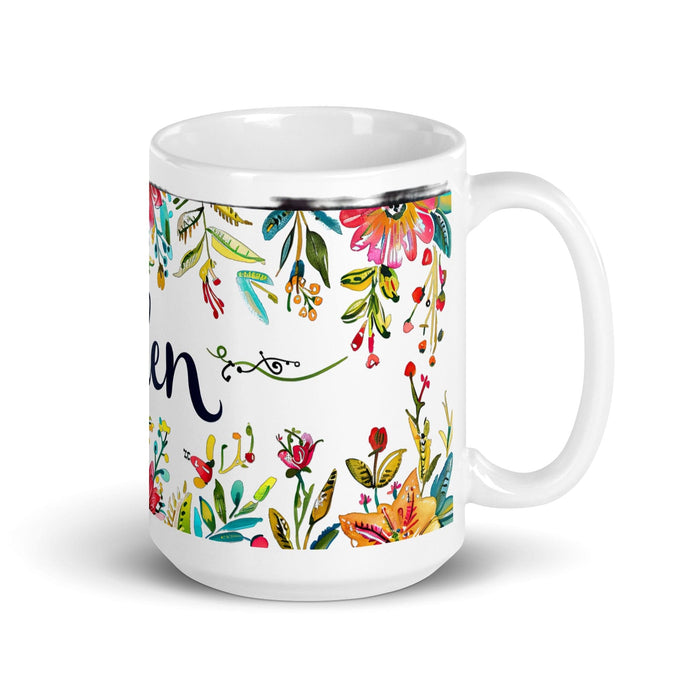 Belén Exclusive Name Art Piece Home Office Work Coffee Mug Mexican Spanish Pride Gift Cup One-Of-A-Kind Calligraphy White Glossy Mug | B20 Mexicada 15 oz