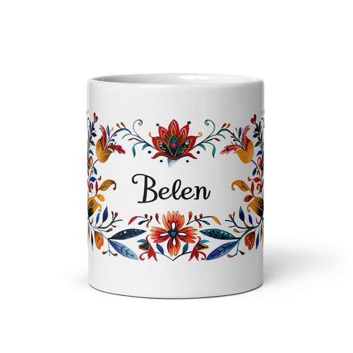 Belén Exclusive Name Art Piece Home Office Work Coffee Mug Mexican Spanish Pride Gift Cup One-Of-A-Kind Calligraphy White Glossy Mug | B21 Mexicada