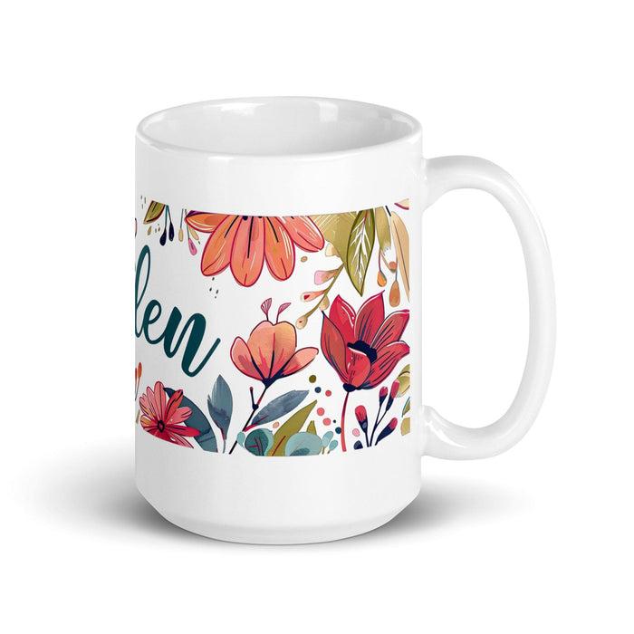 Belén Exclusive Name Art Piece Home Office Work Coffee Mug Mexican Spanish Pride Gift Cup One-Of-A-Kind Calligraphy White Glossy Mug | B22 Mexicada 15 oz