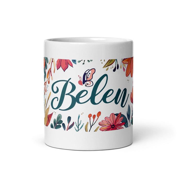 Belén Exclusive Name Art Piece Home Office Work Coffee Mug Mexican Spanish Pride Gift Cup One-Of-A-Kind Calligraphy White Glossy Mug | B22 Mexicada