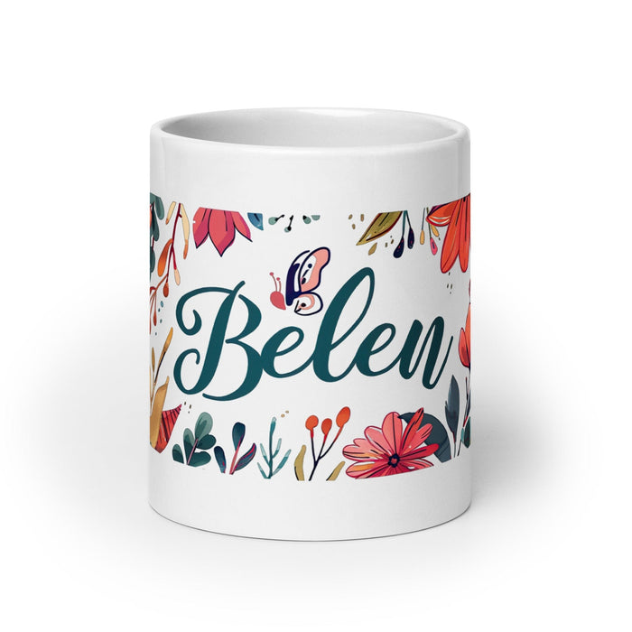 Belén Exclusive Name Art Piece Home Office Work Coffee Mug Mexican Spanish Pride Gift Cup One-Of-A-Kind Calligraphy White Glossy Mug | B22 Mexicada