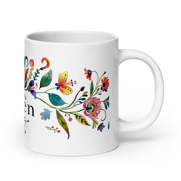 Belén Exclusive Name Art Piece Home Office Work Coffee Mug Mexican Spanish Pride Gift Cup One-Of-A-Kind Calligraphy White Glossy Mug | B23 Mexicada 20 oz