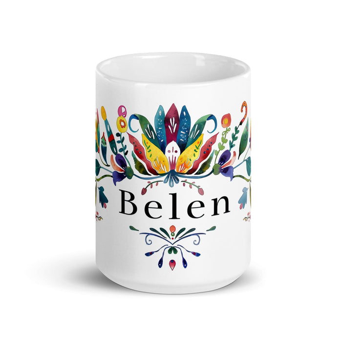 Belén Exclusive Name Art Piece Home Office Work Coffee Mug Mexican Spanish Pride Gift Cup One-Of-A-Kind Calligraphy White Glossy Mug | B23 Mexicada