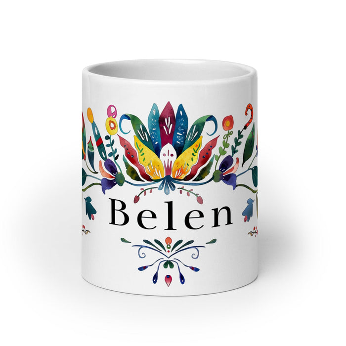 Belén Exclusive Name Art Piece Home Office Work Coffee Mug Mexican Spanish Pride Gift Cup One-Of-A-Kind Calligraphy White Glossy Mug | B23 Mexicada