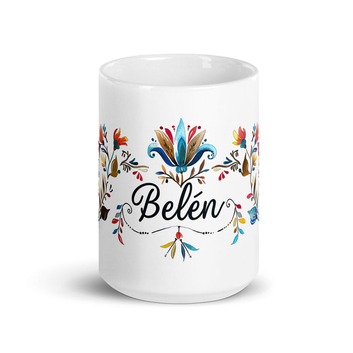 Belén Exclusive Name Art Piece Home Office Work Coffee Mug Mexican Spanish Pride Gift Cup One-Of-A-Kind Calligraphy White Glossy Mug | B24 Mexicada