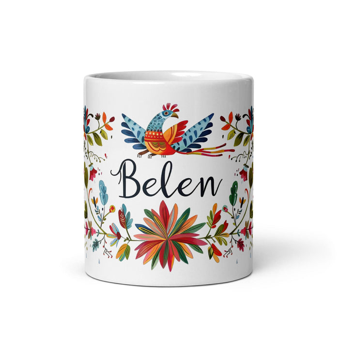 Belén Exclusive Name Art Piece Home Office Work Coffee Mug Mexican Spanish Pride Gift Cup One-Of-A-Kind Calligraphy White Glossy Mug | B25 Mexicada