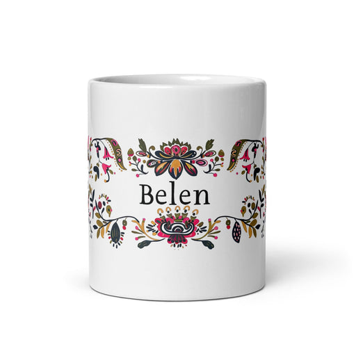 Belén Exclusive Name Art Piece Home Office Work Coffee Mug Mexican Spanish Pride Gift Cup One-Of-A-Kind Calligraphy White Glossy Mug | B26 Mexicada