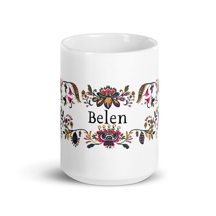 Belén Exclusive Name Art Piece Home Office Work Coffee Mug Mexican Spanish Pride Gift Cup One-Of-A-Kind Calligraphy White Glossy Mug | B26 Mexicada