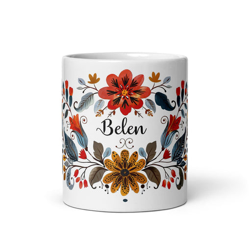 Belén Exclusive Name Art Piece Home Office Work Coffee Mug Mexican Spanish Pride Gift Cup One-Of-A-Kind Calligraphy White Glossy Mug | B27 Mexicada