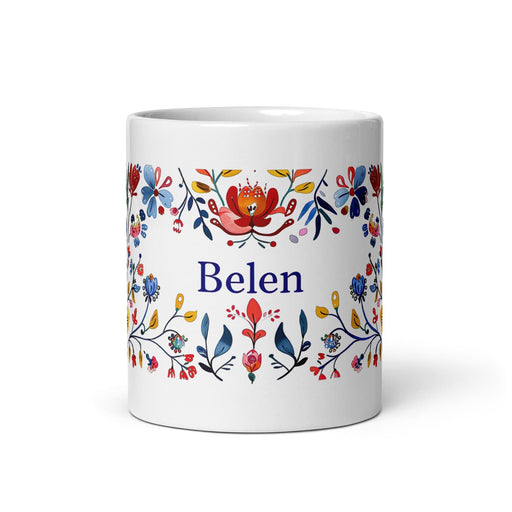 Belén Exclusive Name Art Piece Home Office Work Coffee Mug Mexican Spanish Pride Gift Cup One-Of-A-Kind Calligraphy White Glossy Mug | B3 Mexicada