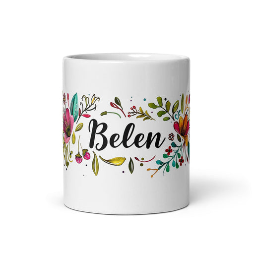 Belén Exclusive Name Art Piece Home Office Work Coffee Mug Mexican Spanish Pride Gift Cup One-Of-A-Kind Calligraphy White Glossy Mug | B4 Mexicada