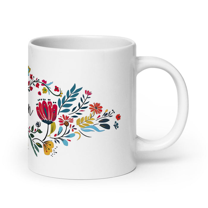 Belén Exclusive Name Art Piece Home Office Work Coffee Mug Mexican Spanish Pride Gift Cup One-Of-A-Kind Calligraphy White Glossy Mug | B5 Mexicada 20 oz