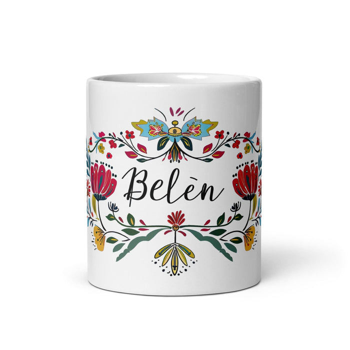 Belén Exclusive Name Art Piece Home Office Work Coffee Mug Mexican Spanish Pride Gift Cup One-Of-A-Kind Calligraphy White Glossy Mug | B5 Mexicada