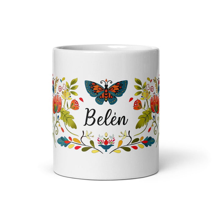 Belén Exclusive Name Art Piece Home Office Work Coffee Mug Mexican Spanish Pride Gift Cup One-Of-A-Kind Calligraphy White Glossy Mug | B6 Mexicada