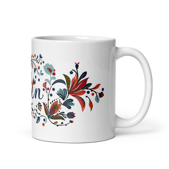 Belén Exclusive Name Art Piece Home Office Work Coffee Mug Mexican Spanish Pride Gift Cup One-Of-A-Kind Calligraphy White Glossy Mug | B7 Mexicada 11 oz