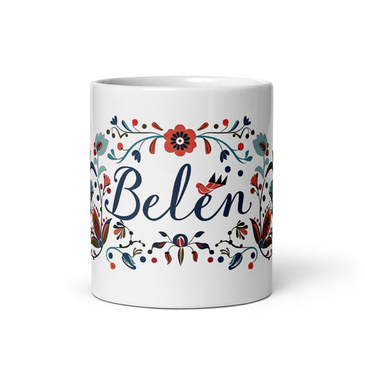 Belén Exclusive Name Art Piece Home Office Work Coffee Mug Mexican Spanish Pride Gift Cup One-Of-A-Kind Calligraphy White Glossy Mug | B7 Mexicada