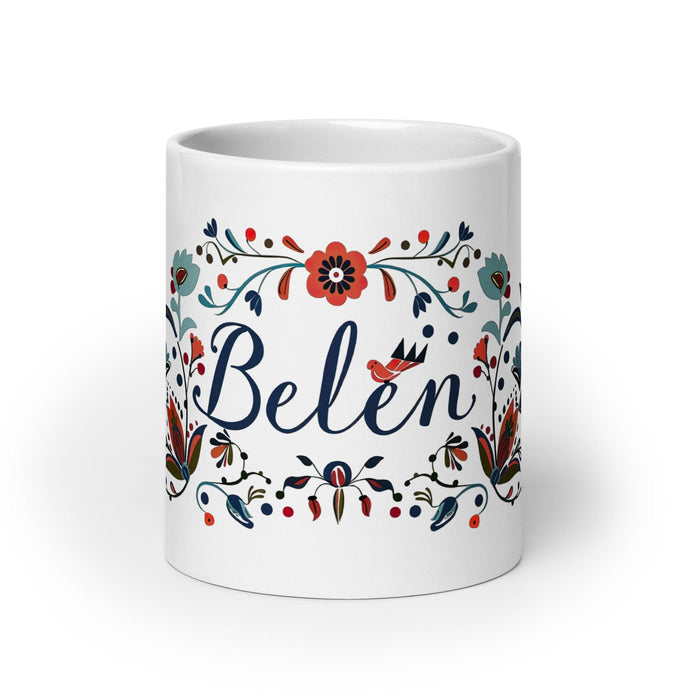 Belén Exclusive Name Art Piece Home Office Work Coffee Mug Mexican Spanish Pride Gift Cup One-Of-A-Kind Calligraphy White Glossy Mug | B7 Mexicada