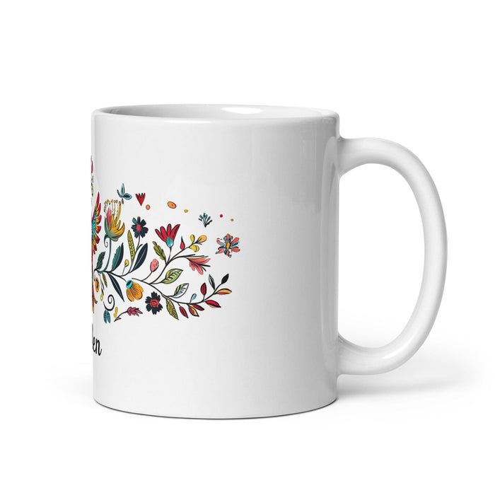 Belén Exclusive Name Art Piece Home Office Work Coffee Mug Mexican Spanish Pride Gift Cup One-Of-A-Kind Calligraphy White Glossy Mug | B9 Mexicada 11 oz