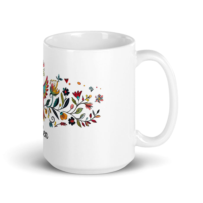 Belén Exclusive Name Art Piece Home Office Work Coffee Mug Mexican Spanish Pride Gift Cup One-Of-A-Kind Calligraphy White Glossy Mug | B9 Mexicada 15 oz