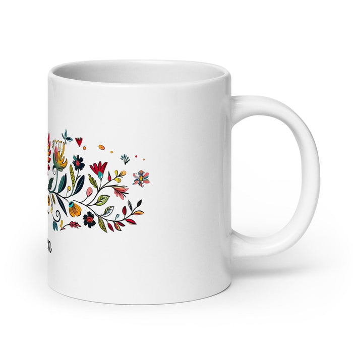 Belén Exclusive Name Art Piece Home Office Work Coffee Mug Mexican Spanish Pride Gift Cup One-Of-A-Kind Calligraphy White Glossy Mug | B9 Mexicada 20 oz