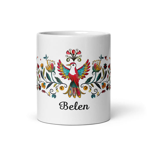 Belén Exclusive Name Art Piece Home Office Work Coffee Mug Mexican Spanish Pride Gift Cup One-Of-A-Kind Calligraphy White Glossy Mug | B9 Mexicada