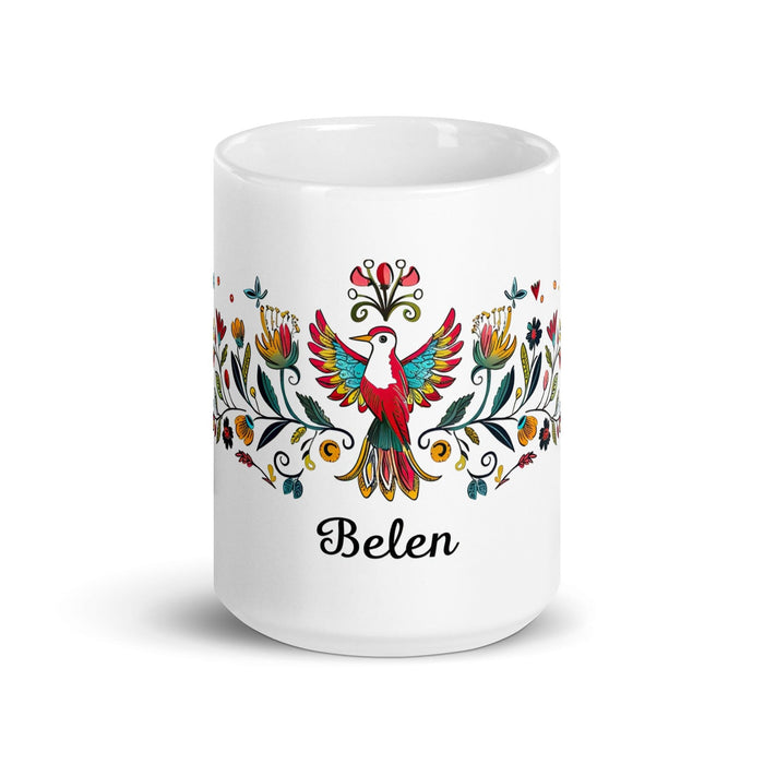 Belén Exclusive Name Art Piece Home Office Work Coffee Mug Mexican Spanish Pride Gift Cup One-Of-A-Kind Calligraphy White Glossy Mug | B9 Mexicada