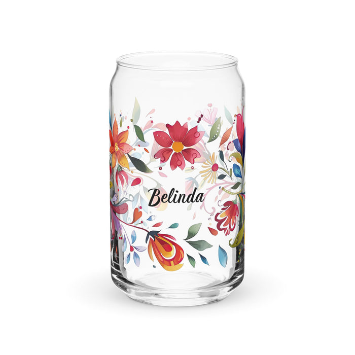 Belinda Exclusive Name Art Piece Can - Shaped Glass Home Office Work Mexican Spanish Pride Gift Cup One - Of - A - Kind Calligraphy Glass | B1 - Mexicada