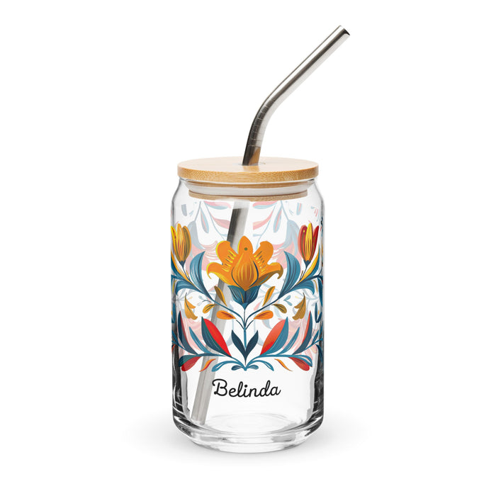 Belinda Exclusive Name Art Piece Can - Shaped Glass Home Office Work Mexican Spanish Pride Gift Cup One - Of - A - Kind Calligraphy Glass | B12 - Mexicada