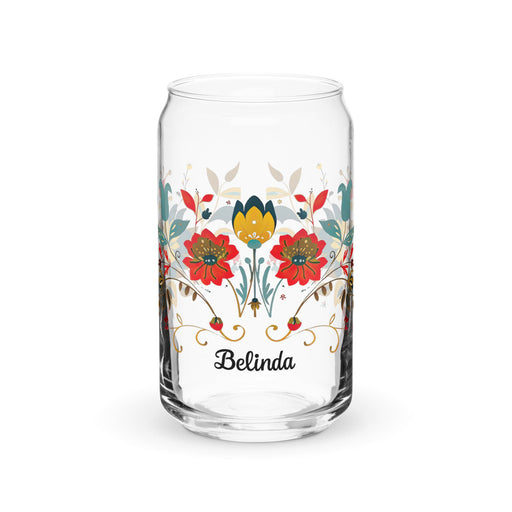 Belinda Exclusive Name Art Piece Can - Shaped Glass Home Office Work Mexican Spanish Pride Gift Cup One - Of - A - Kind Calligraphy Glass | B14 - Mexicada