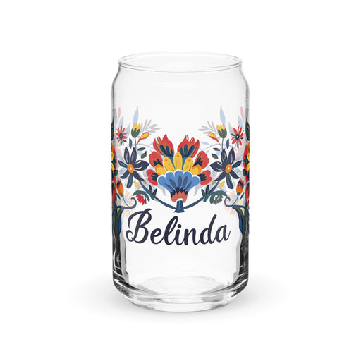 Belinda Exclusive Name Art Piece Can - Shaped Glass Home Office Work Mexican Spanish Pride Gift Cup One - Of - A - Kind Calligraphy Glass | B17 - Mexicada