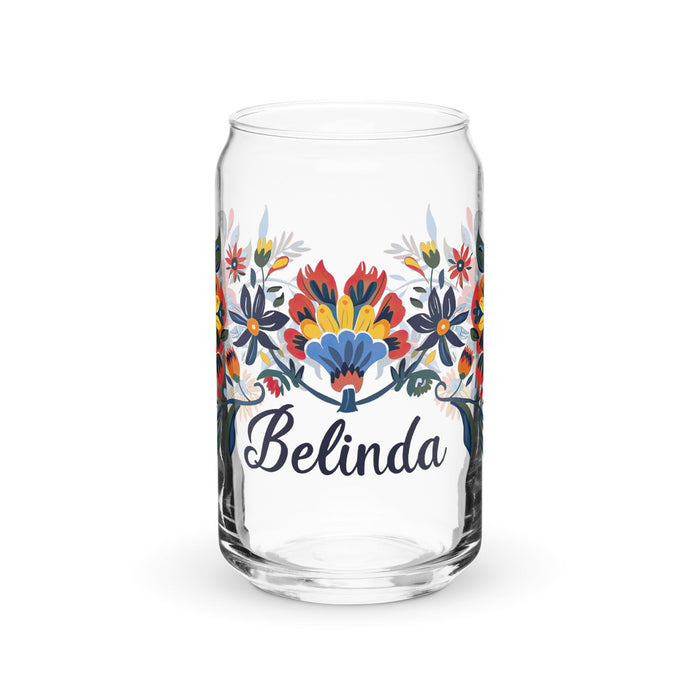 Belinda Exclusive Name Art Piece Can - Shaped Glass Home Office Work Mexican Spanish Pride Gift Cup One - Of - A - Kind Calligraphy Glass | B19 - Mexicada