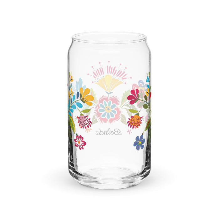 Belinda Exclusive Name Art Piece Can - Shaped Glass Home Office Work Mexican Spanish Pride Gift Cup One - Of - A - Kind Calligraphy Glass | B21 - Mexicada