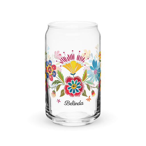 Belinda Exclusive Name Art Piece Can - Shaped Glass Home Office Work Mexican Spanish Pride Gift Cup One - Of - A - Kind Calligraphy Glass | B21 - Mexicada