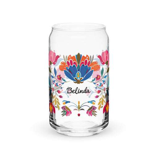 Belinda Exclusive Name Art Piece Can - Shaped Glass Home Office Work Mexican Spanish Pride Gift Cup One - Of - A - Kind Calligraphy Glass | B24 - Mexicada