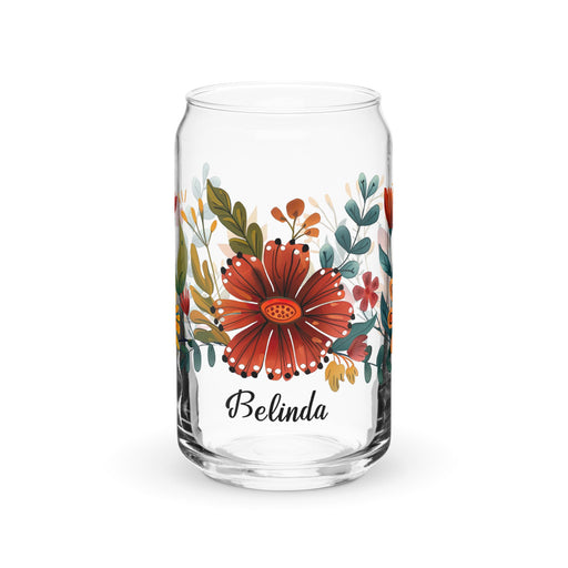 Belinda Exclusive Name Art Piece Can - Shaped Glass Home Office Work Mexican Spanish Pride Gift Cup One - Of - A - Kind Calligraphy Glass | B4 - Mexicada