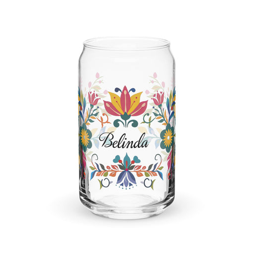 Belinda Exclusive Name Art Piece Can - Shaped Glass Home Office Work Mexican Spanish Pride Gift Cup One - Of - A - Kind Calligraphy Glass | B5 - Mexicada