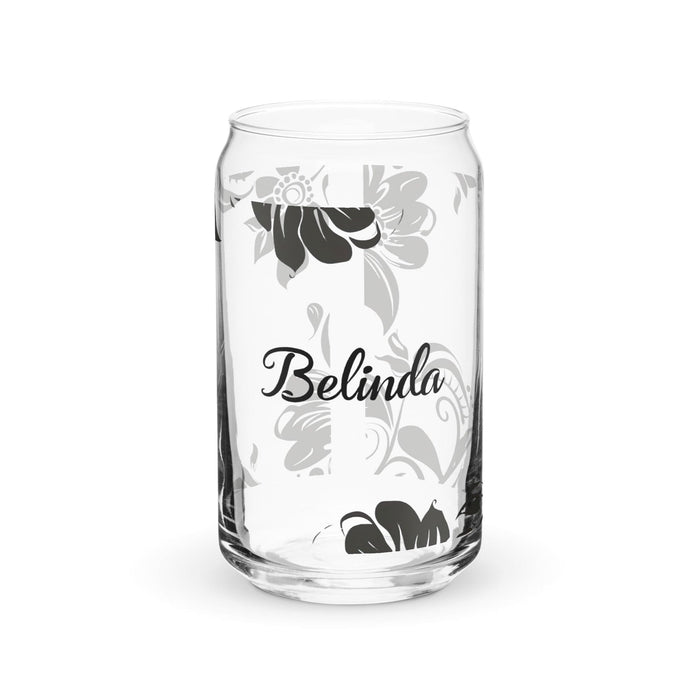 Belinda Exclusive Name Art Piece Can-Shaped Glass Home Office Work Mexican Spanish Pride Gift Cup One-Of-A-Kind Calligraphy Glass | B7 Mexicada 16 oz (No Lid No Straw)