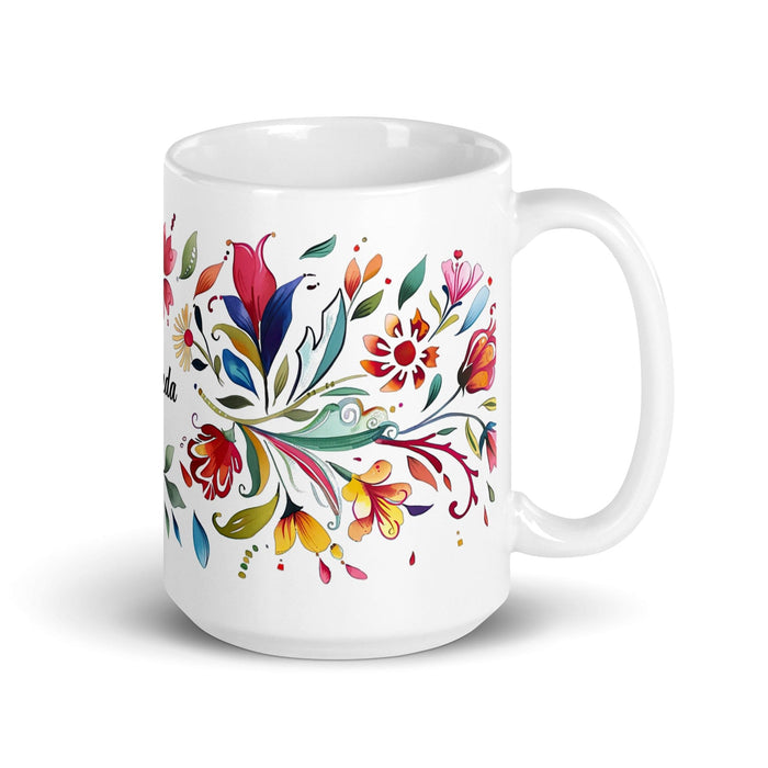 Belinda Exclusive Name Art Piece Home Office Work Coffee Mug Mexican Spanish Pride Gift Cup One-Of-A-Kind Calligraphy White Glossy Mug | B1 Mexicada 15 oz