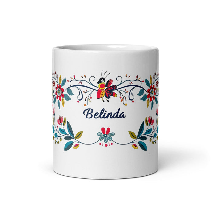 Belinda Exclusive Name Art Piece Home Office Work Coffee Mug Mexican Spanish Pride Gift Cup One-Of-A-Kind Calligraphy White Glossy Mug | B10 Mexicada