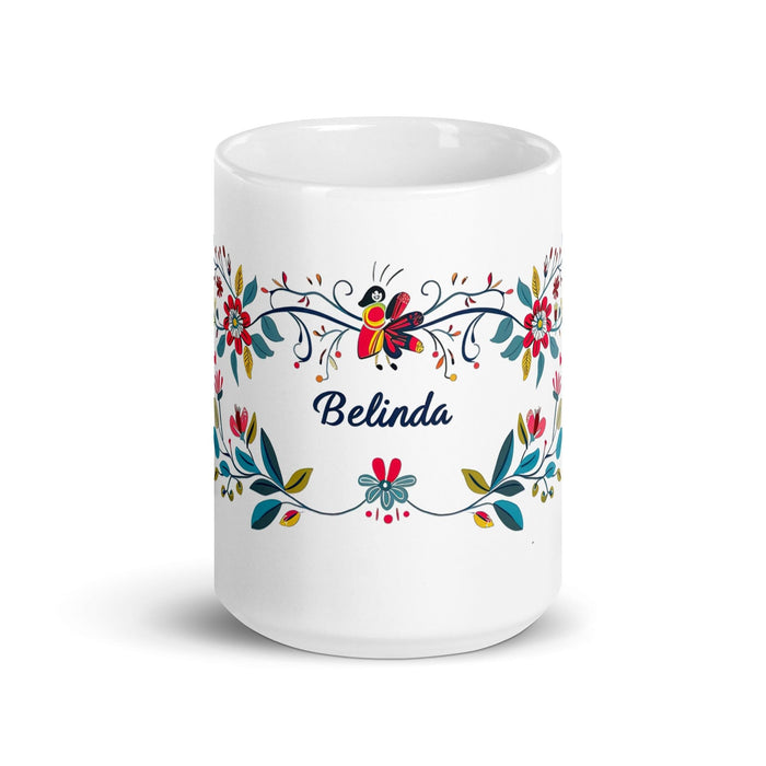 Belinda Exclusive Name Art Piece Home Office Work Coffee Mug Mexican Spanish Pride Gift Cup One-Of-A-Kind Calligraphy White Glossy Mug | B10 Mexicada