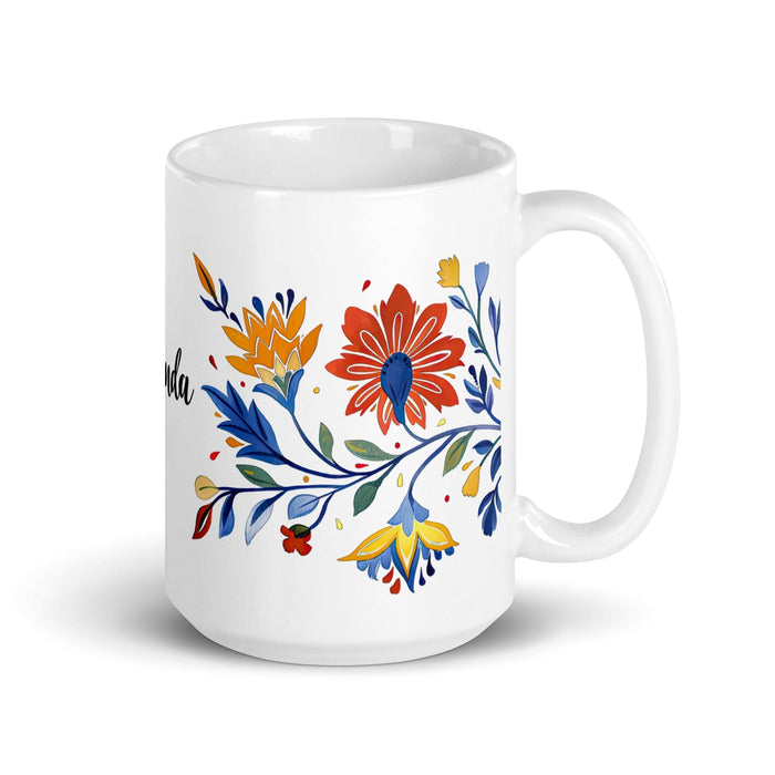 Belinda Exclusive Name Art Piece Home Office Work Coffee Mug Mexican Spanish Pride Gift Cup One-Of-A-Kind Calligraphy White Glossy Mug | B11 Mexicada 15 oz