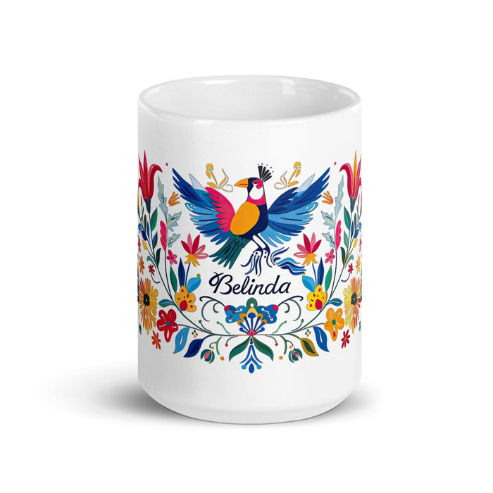 Belinda Exclusive Name Art Piece Home Office Work Coffee Mug Mexican Spanish Pride Gift Cup One-Of-A-Kind Calligraphy White Glossy Mug | B13 Mexicada