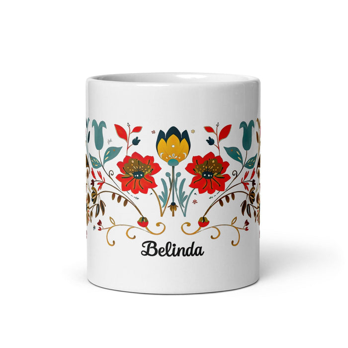 Belinda Exclusive Name Art Piece Home Office Work Coffee Mug Mexican Spanish Pride Gift Cup One-Of-A-Kind Calligraphy White Glossy Mug | B14 Mexicada