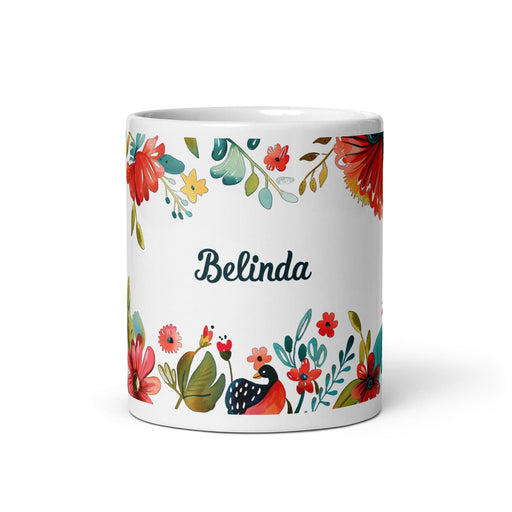 Belinda Exclusive Name Art Piece Home Office Work Coffee Mug Mexican Spanish Pride Gift Cup One-Of-A-Kind Calligraphy White Glossy Mug | B17 Mexicada