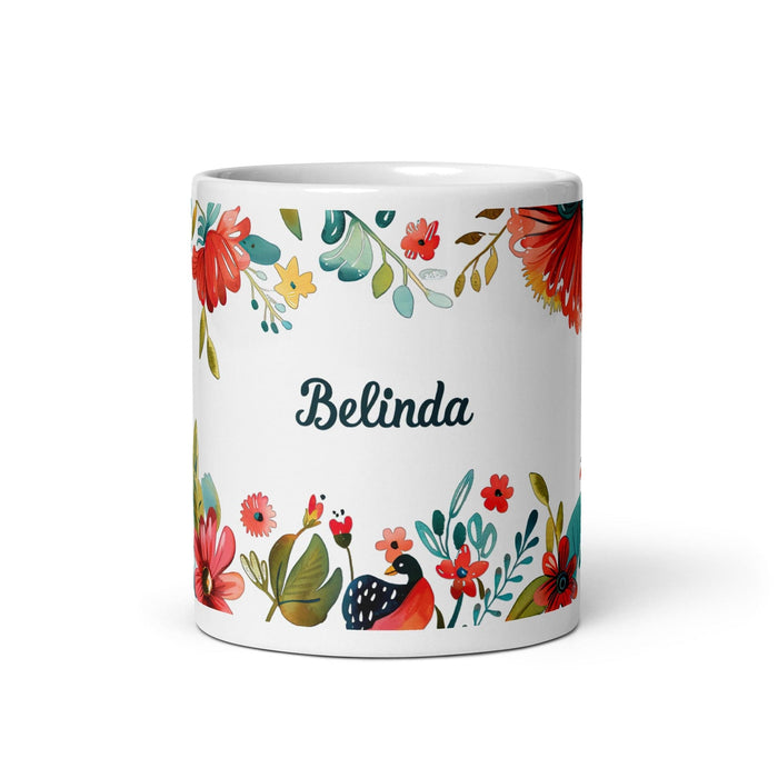 Belinda Exclusive Name Art Piece Home Office Work Coffee Mug Mexican Spanish Pride Gift Cup One-Of-A-Kind Calligraphy White Glossy Mug | B17 Mexicada