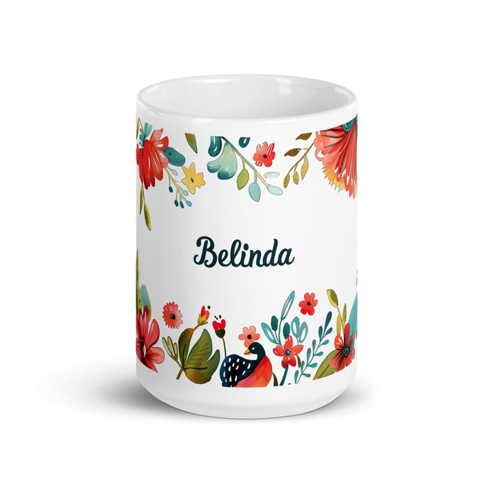 Belinda Exclusive Name Art Piece Home Office Work Coffee Mug Mexican Spanish Pride Gift Cup One-Of-A-Kind Calligraphy White Glossy Mug | B17 Mexicada